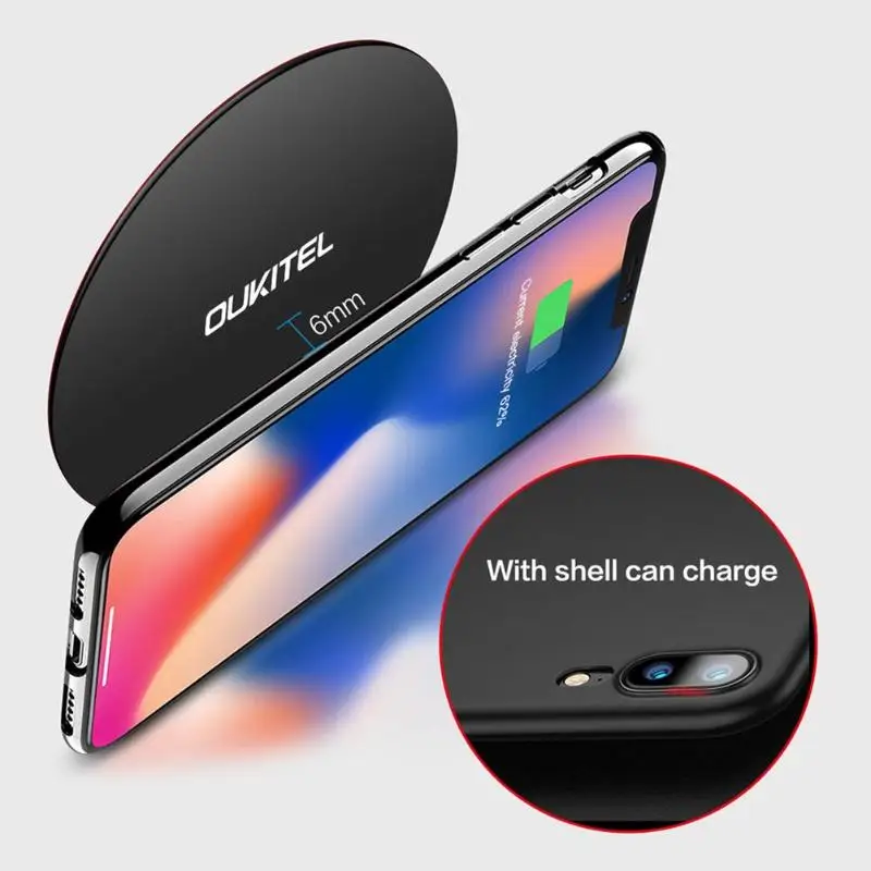 OUKITEL Qi Беспроводное зарядное устройство для samsung Galaxy S8 S9 Plus S7 Note 8 быстрая Беспроводная зарядка для iPhone X 8 8 Plus зарядное устройство для телефона