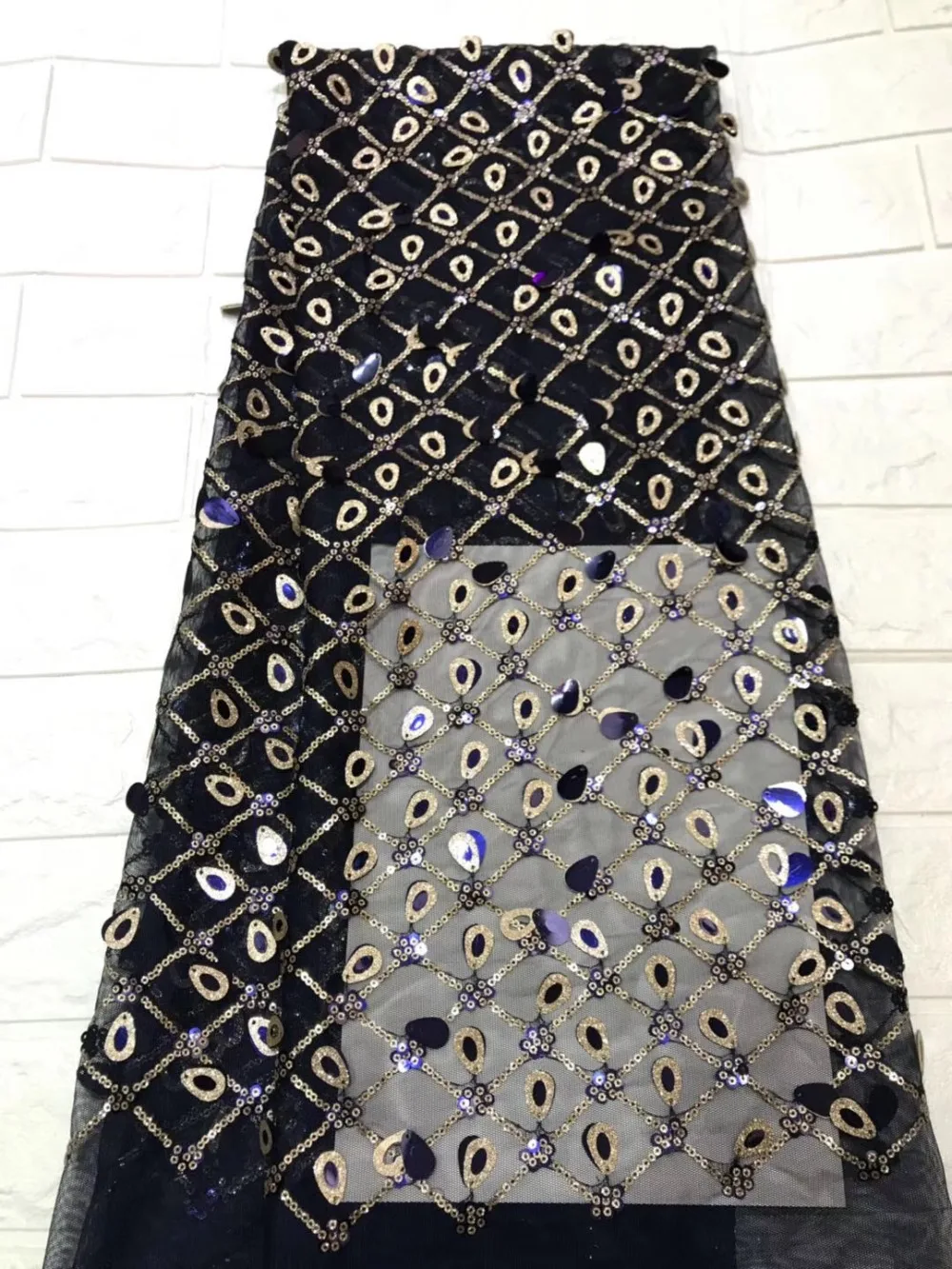 

French lace fabric 5yds/pce by dhl big&small sequins grid patterns fabrics women luxury elegant gorgeous dress 2019 new design