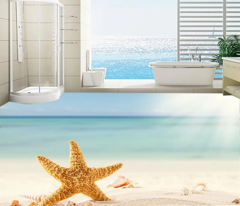 Самоклеящиеся 3D обои для пляжа ПВХ водонепроницаемый пол домашнего декора |