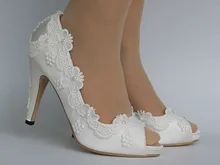 Wedding Women's Vintage Wedding Lace Peep Toe Heels Women's Bridal Shoes Wedding Party Shoes Bridesmaid creativesugar see through lace mary jane vintage style med low heels bridal wedding party prom black white ivory pink shoes