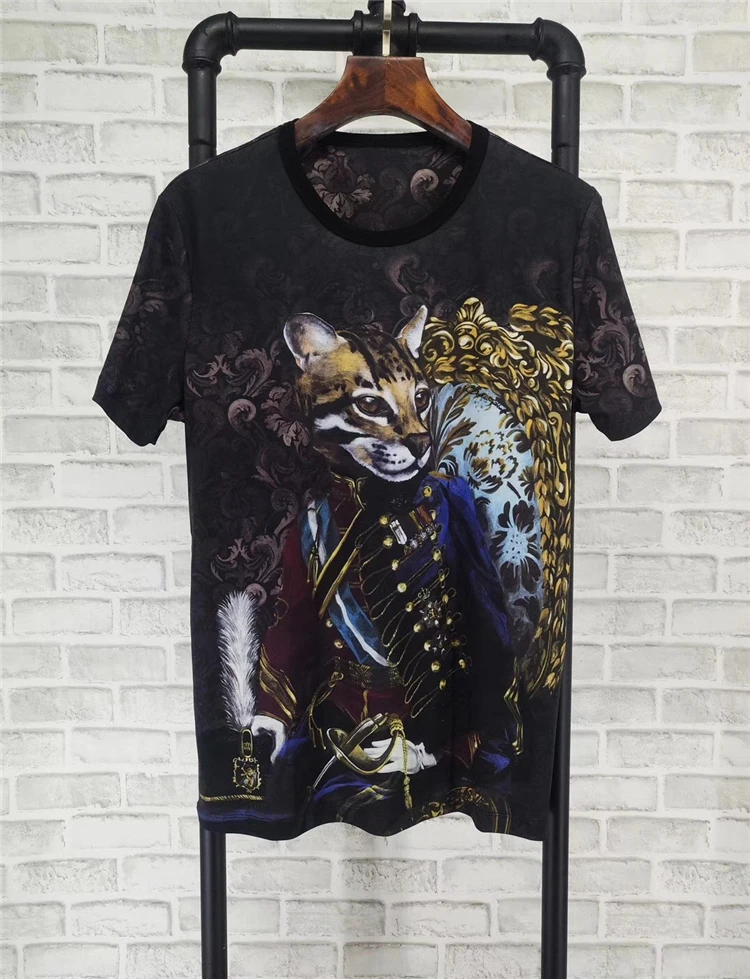 

2018 spring new fashion arrival leopard print tee t shirt short sleeve cotton for men women