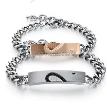 Wish Gift Мода настоящая любовь из нержавеющей стали Сердце ID браслет пара цепочка браслет ювелирный подарок для возлюбленных n793