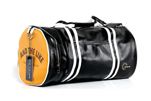 Большая спортивная сумка для спортзала для женщин и мужчин, сумки через плечо с карманом для хранения обуви, водонепроницаемая кожаная дорожная сумка для фитнеса XA175WA - Цвет: Black Yellow