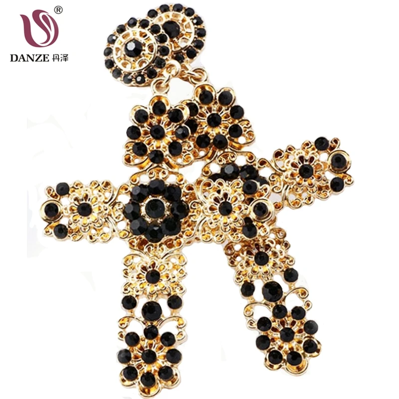 

DANZE Baroque black blue color Crystal Large Cross earrings Pendants Cute Women Acrylic Statement Earring For Girls Gift Brinco