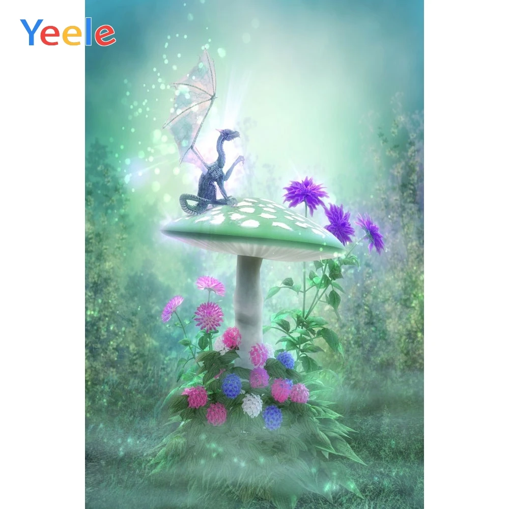 

Yeele Dreamy Forest Dragon Flower Mushroom Photography Backdrop Baby Birthday Party Photographic Background For Photo Studio