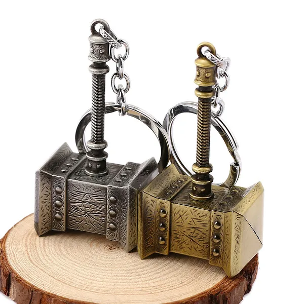 

1 Pcs Game world Orc Thrall hammer GOLD SILVER key chain key ring pendant Porte-cles Llavero Wholesale THJ-86
