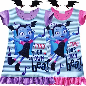 

2PCS/Set Cartoon Vampire Dress Halloween Vampirina Cosplay Costume Girls Princess Dress Headband Girls Party Dress