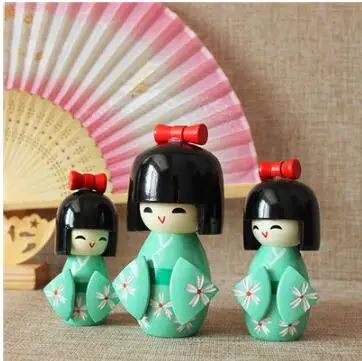 3 шт. новые милые японские розовые и красные деревянные куклы Kokeshi ручной работы для девочек 12 см 10 см 8 см - Цвет: Оранжевый