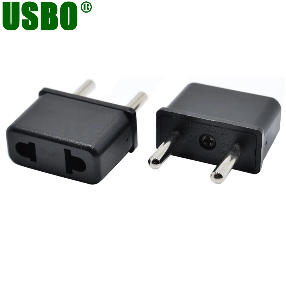 

Universal 6A 250V 125VAC Euro 4.0mm 4.8mm 2 poles 2p AU US to eu Electrical AC power plug travel Converter Adapter