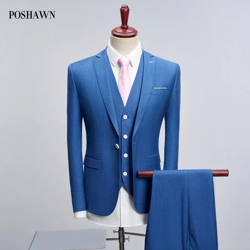 POSHAWN 2018 Slim Fit Для мужчин Свадебный костюм комплект с брюками корейский стиль
