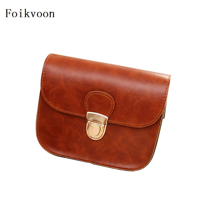 

Foikvoon 2018 Retro Woman Shoulder Bags PU Leather Fashion Female Small Square Bag Simple Popular Crossbody Bag For Ladies