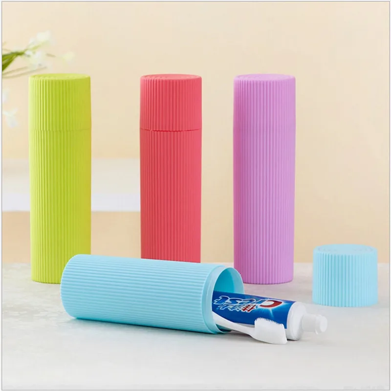 Portable Stripe Toothpaste/Toothbrush/Pen Stationery Holder Cover Case Cylindrical Protect for Traveling and Daily Use | Дом и сад