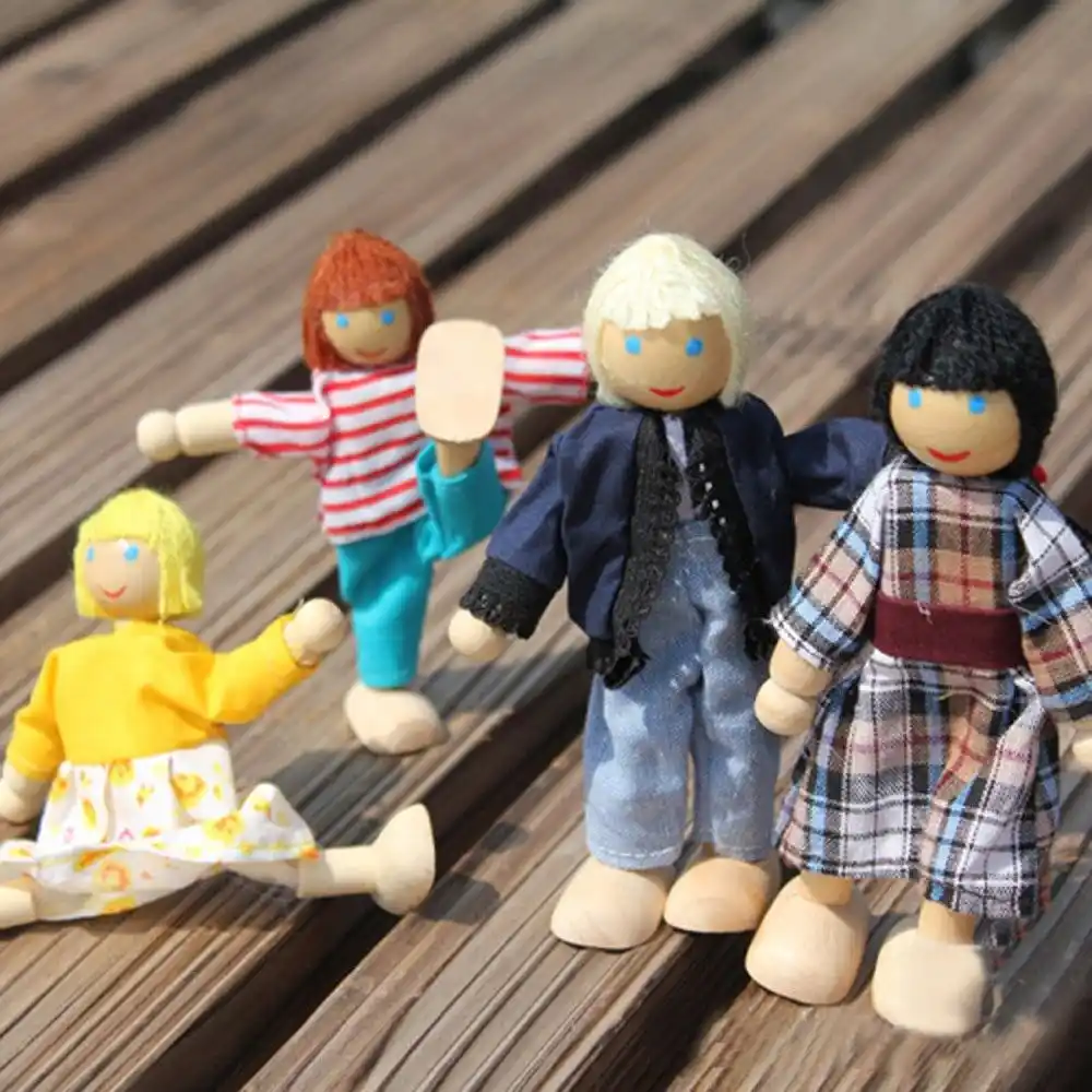 wooden doll family