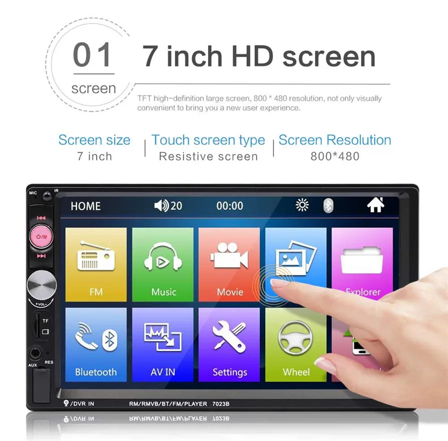 2 din 7 Inch HD touch screen Car radio Bluetooth Stereo audio Car Dual Car Multimedia MP5 Player remote controller