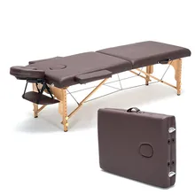C, 60 см ширина, профессиональные массажные столы для спа, складные с сумкой и подушкой и подлокотником, мебель для салона, деревянная складная косметическая кровать