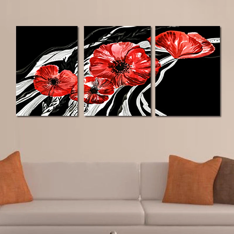 Wall Art Canvas Paintings Modern Art Red Flowers Giclee Canvas Prints