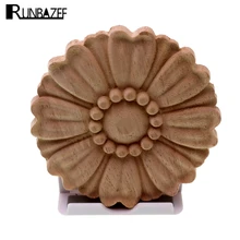 RUNBAZEF Boutique, lotes de madera tallada, aplique largo de una sola capa, paredes de flores sin pintar, gabinetes, puerta, Vintage, decoración del hogar, tipo Kawaii Craft