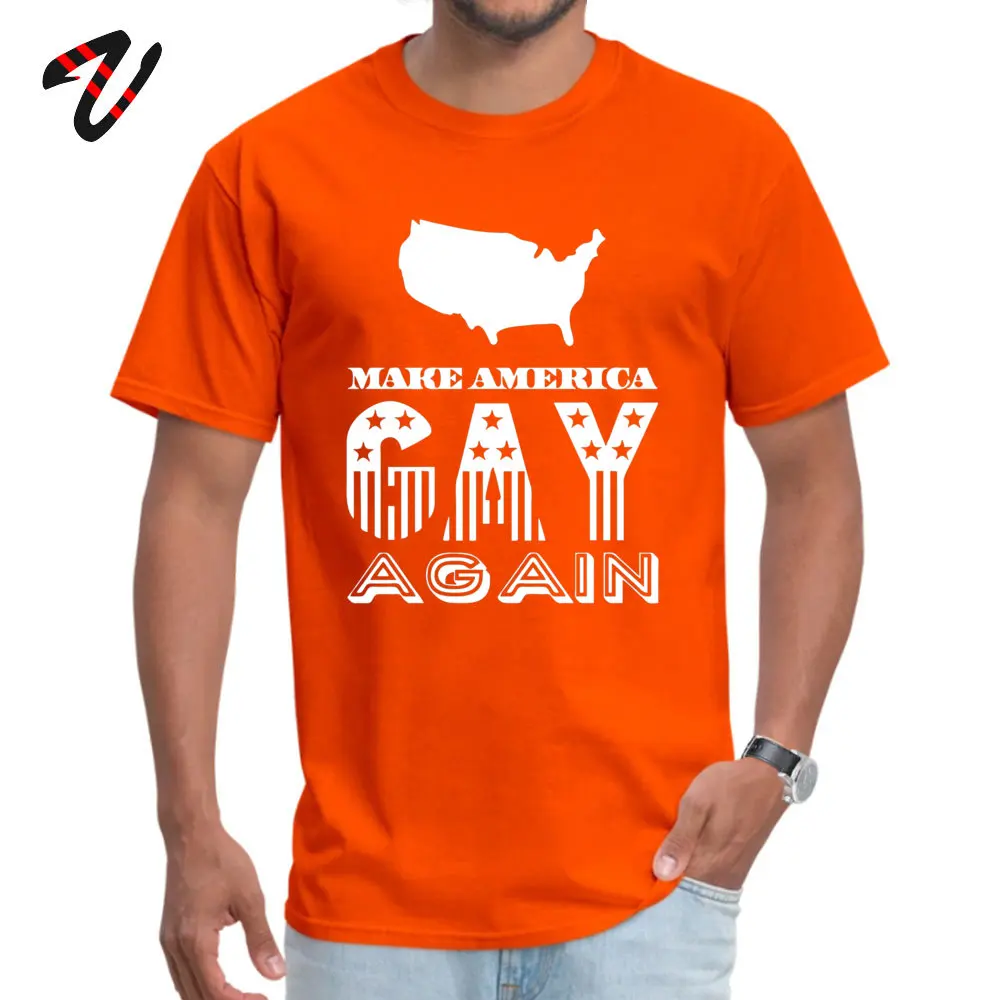 Printed Make America Gay Again Short Sleeve Summer/Autumn Tops T Shirt Classic Crew Neck 100% Cotton T Shirt Men T-Shirt Make America Gay Again -13312 orange