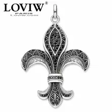 Черный CZ циркониевый большой кулон в форме сердца, европейский стиль Thomas SABOR, хорошее украшение для мужчин, подарок, 925 пробы серебро