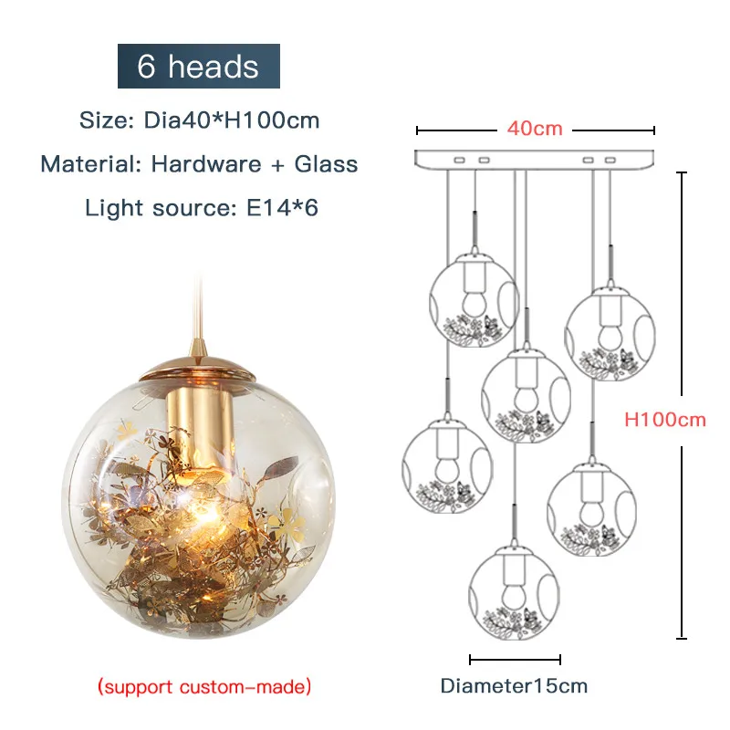 Арт-деко подвесной домашний декор длинная фойе Лестница Современная ручная выдувная стеклянная люстра свет для высоких потолков - Цвет корпуса: 6 heads