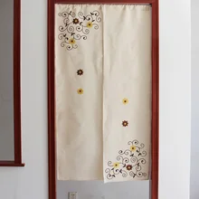 ZHH в японском стиле занавес от корейской для двери, из полированой латуни занавес хлопок ткань Вышитый цветочный плотный занавес