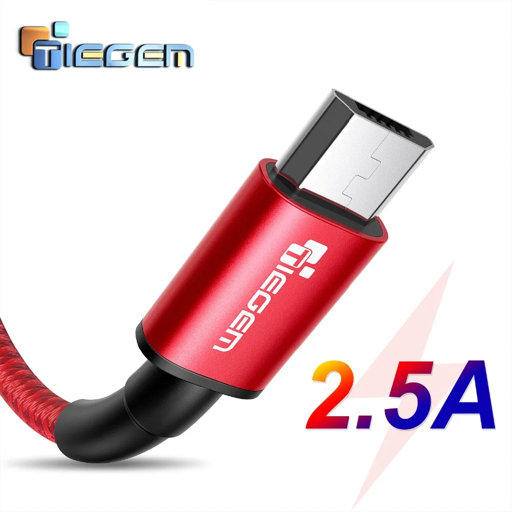 Кабель Micro USB TIEGEM 2 5 А нейлоновый кабель для быстрой зарядки и передачи данных Samsung