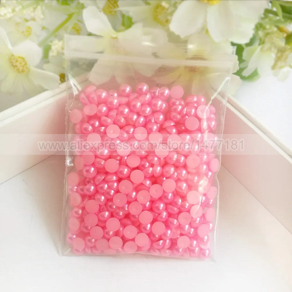 5mm Half Round Pearls Z6 Hot Pink