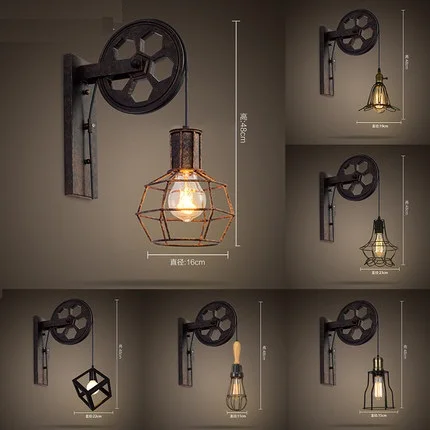 Loft Style Edison Wall Sconce Creative Lifting Pulley Vintage Loft Style Edison Wall Sconce Creative Lifting Pulley Vintage Lamp For Home Antique Lights