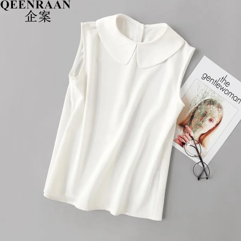 

2018 New Elegant Doll Collar White Blouse Women Chiffon Summer Top Blouses Shirts Casual Solid Female Blusas Womens Clothes