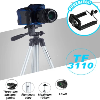 

Portable Lightweight Camera Tripod & Ball Head & phone clip + Carrying Bag For Canon Nikon Sony DSLR Camera DV