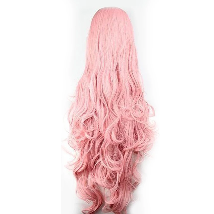 Pelo QP pelucas rosas volumen de aire de alta temperatura suave seda pelo a granel largo rizado pelo de onda grande peluca sintética Cosplay Pelo QP pelucas rosas volumen de aire de alta temperatura suave seda pelo a granel largo rizado pelo de onda grande peluca sintética Cosplay