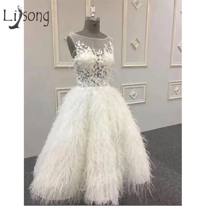 

Luxury Saudi Arabic White Feather Prom Dresses 2019 Illusion Tutu 3D Flower Prom Gowns Ankle Length Formal Dress Vestidos Longo