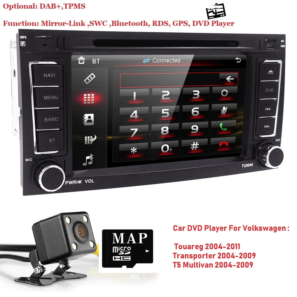 

7"2 din AutoRadio Car DVD player for Volkswag VW Touareg 2004-2011 Transporter T5 Multivan GPS Navigation audio 3G BT SWC dab
