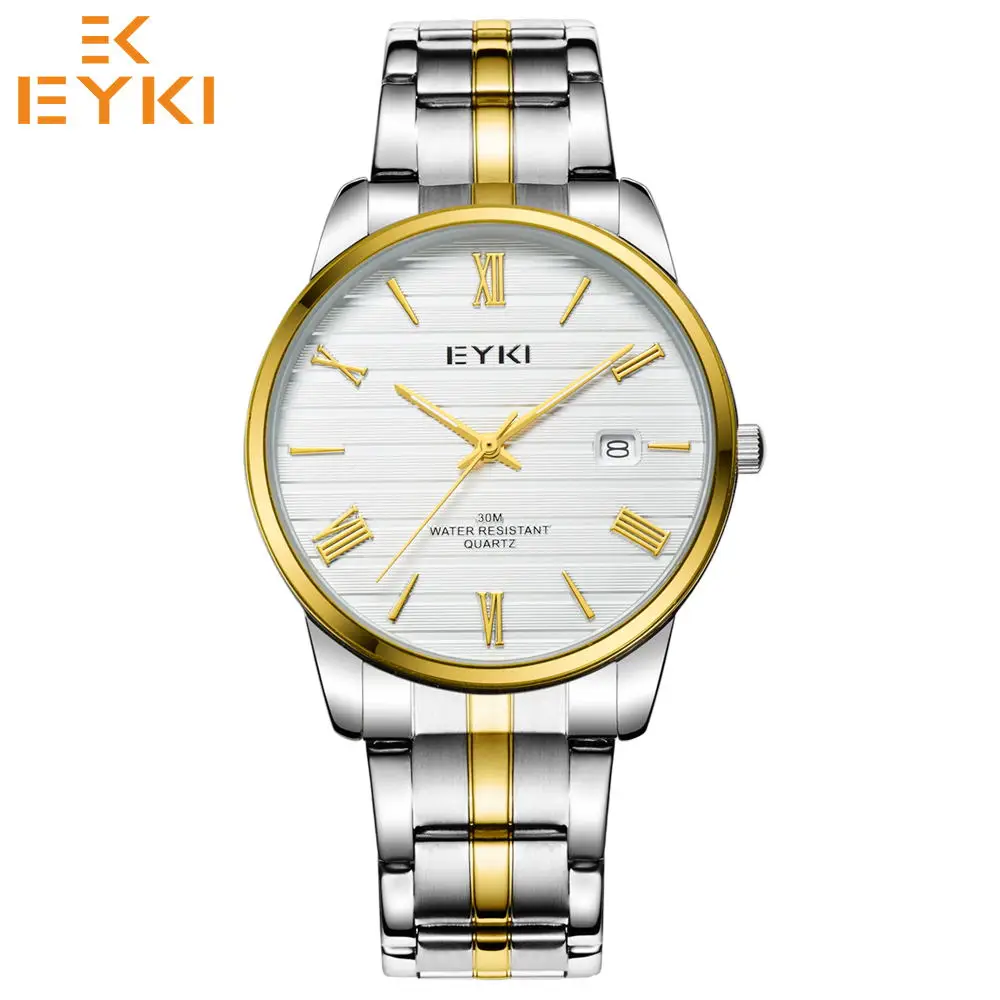 

EYKI Mens Watches Top Brand Luxury Stainless Steel Quartz Wristwatches Waterproof relogio feminino Watch Clock Free Shipping
