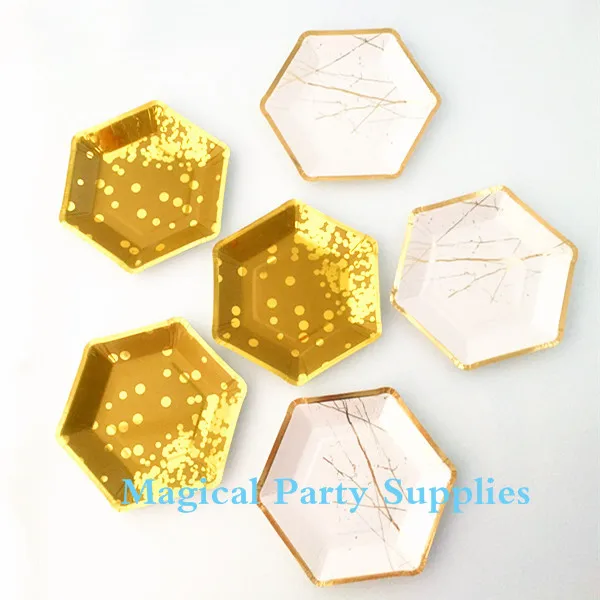 Free Shipping 80pcs Gold Foil Paper Plates (Small) 7inch Gold Modern