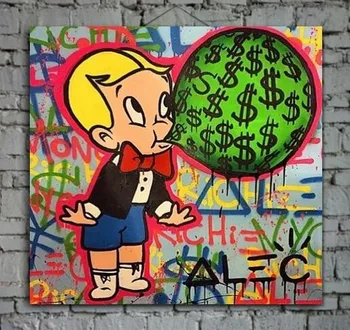 

Free shipping hand painted Modern painting popular's wall Graffiti arts canvas painting for living room no frame x-020