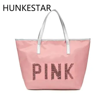 

2019 Pink Cheap GYM Bag Sequin Letters Print Portable Duffel Women Shoulder Sport Bag for Fitness Travel Yoga Trainning Bags