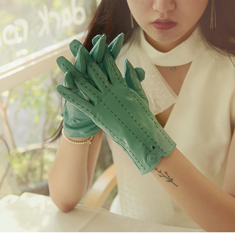 Зимние двухслойные перчатки из натуральной кожи женские теплые перчатки из овчины для вождения Женские варежки BN87017