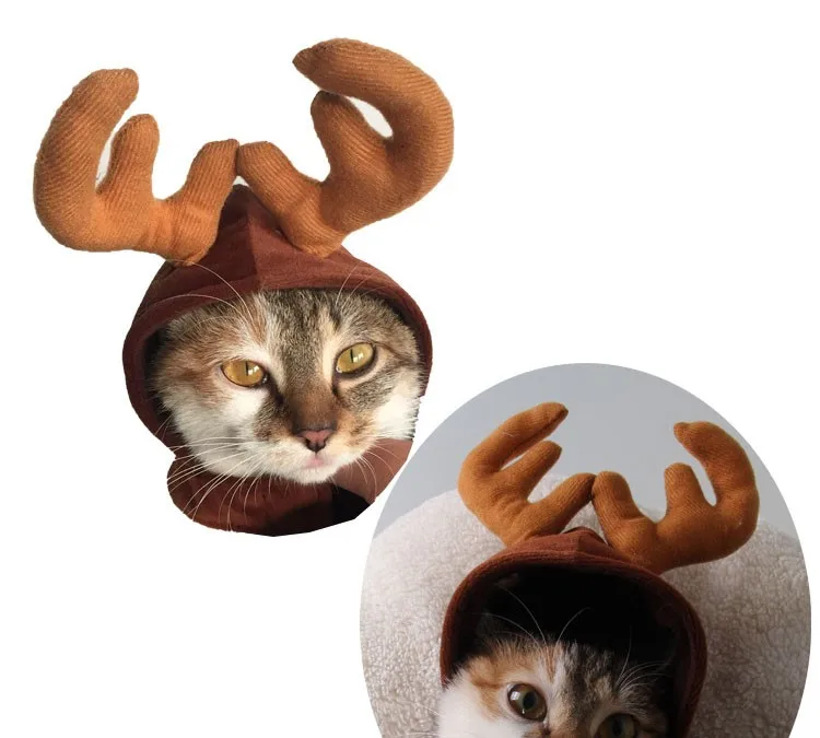 Рождественский подарок теплая зимняя шапка для собаки зимняя кошка собака Рождество Рога лося шапки накидка ПЭТ шапка-скафандр аксессуары для ухода