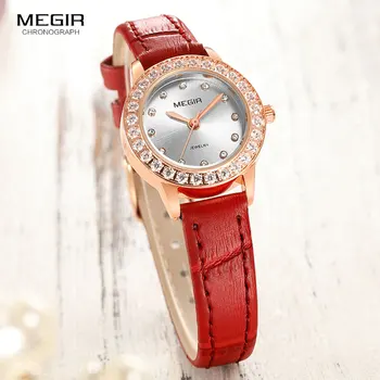 

MEGIR 2018 New Fashion Watches for Women Leather Strap Quartz Simple Analogue Wrist Watch for Lady Relogios Femininos 4205 Red