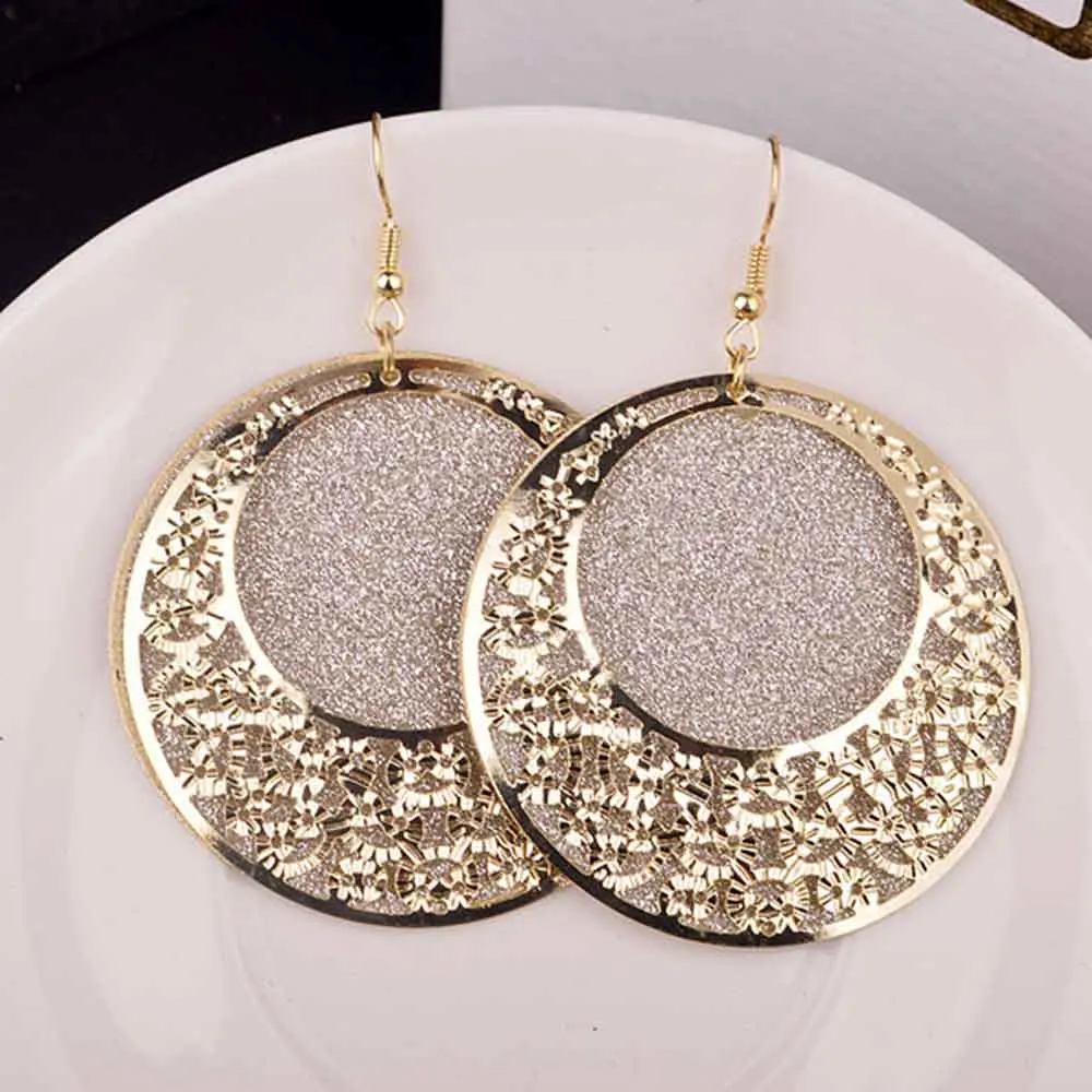 

Dangle Long Clip Earrings Punk Exaggeration Scrub No Pierced Earrings For Women Wholesale Big Round Fashion Bijouterie Hot Sale