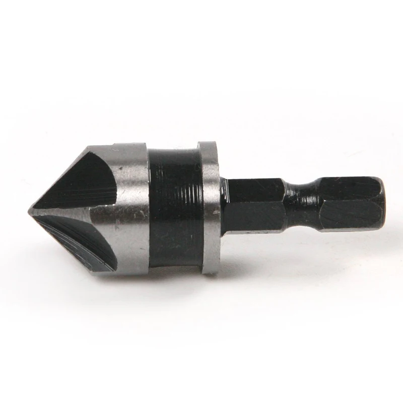 1/4 Hex Shank Countersink Drill Bit 5 Flute 90 Degree Woodworking Chamfer Counter Sinks 12-19mm Chamfering Debur Countersink