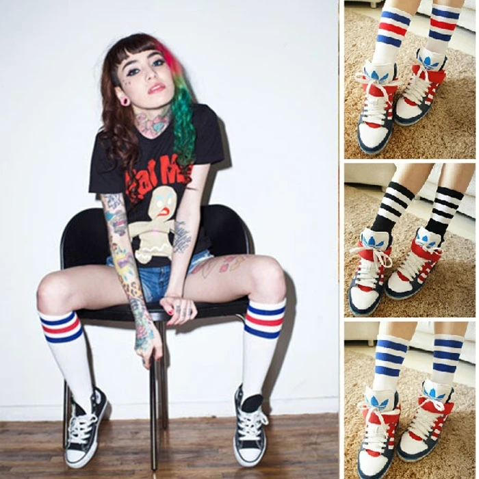 Casual & Cute Fashion Women's tube Socks Soccer Football Sports Three