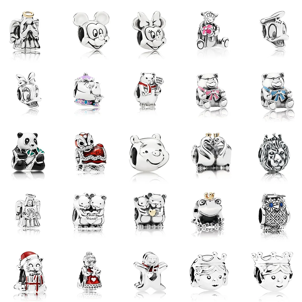 

925 Sterling Silver Beads Charms Animal Theme Angel Little Bear Frog Prince Bead For Women Original Pandora Charms Bracelets Diy