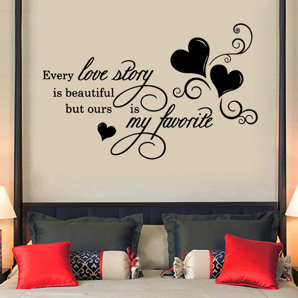 

Quote Wall Decal Every Love Story Is Beautiful Sticker Bedroom Decor DIY Vinyl Removable Text Wall Sticker Creative Mural