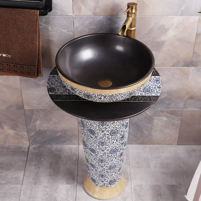 Pedestal Washbasin Ceramic Household Bathroom Toilet One Floor Hand Washing Pool Cloakroom Vanity Wash Sink Pedestal basin