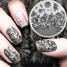 Novo Projeto Da Flor de Renda Preta Prego Carimbar Placas Konad Stamping Nail Art Template Manicure Prego Selo Ferramentas # YZW-Z25(China)