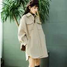 CBAFU осень зима so; id Карманный однобортный кашемировый шерстяной пиджак женские длинные пальто Базовая верхняя одежда твидовые пальто N773