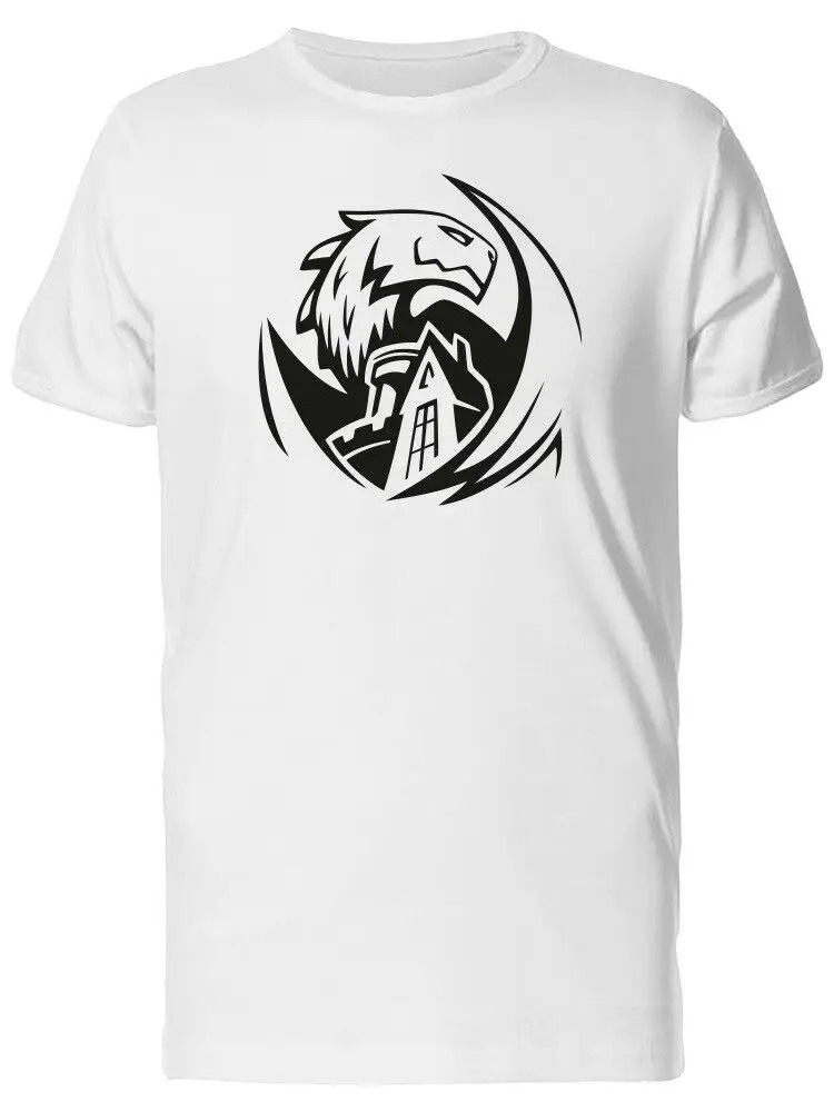 Huge Dragon Around A Castle Men's Tee -Image by QFT-shirt | Мужская одежда