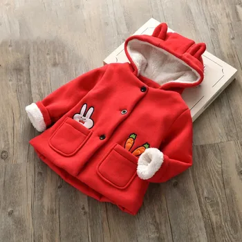 

New Winter Bunny Hoodies Jackets coats Baby Girls Clothes Fleece Coat Warm Jacket Snowsuit Baby Hooded Jacket Outerwear